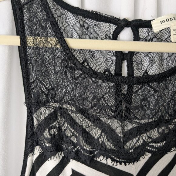 Monteau Lace Black Striped Sleeveless Maxi Dress Medium - Picture 5 of 7